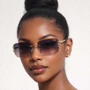 Cartier Purple Gradient Rimless Sunglasses with Gold Temples